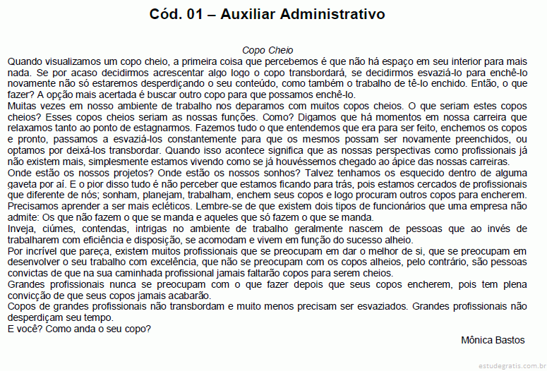 Prova UFES - UFES - 2011 - para Auxiliar em Administração.pdf - Provas de  Concursos Públicos