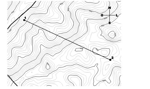 Considere a carta topográfica abaixo. Tendo como base o