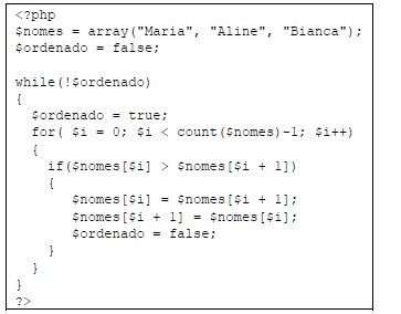 O algoritmo “bubble sort”